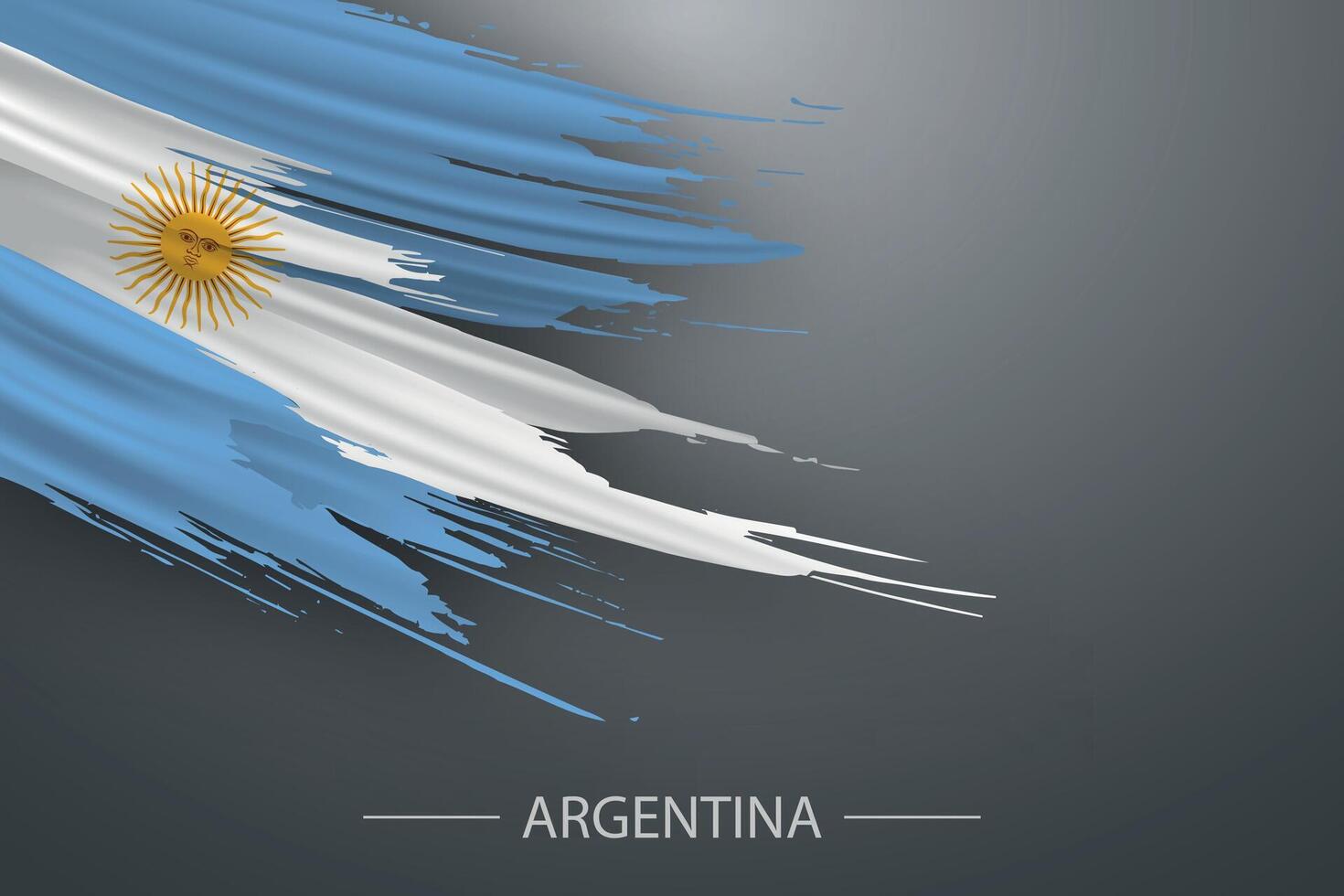 3d grunge brush stroke flag of Argentina vector