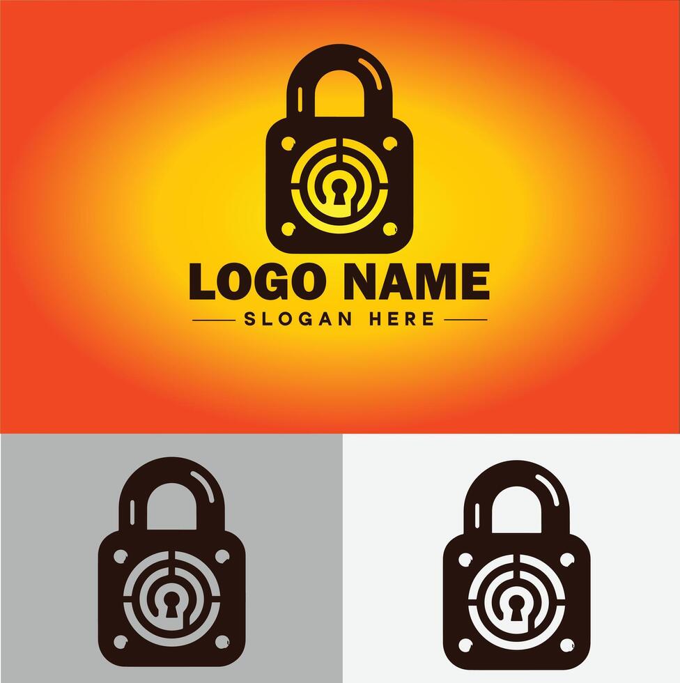 Lock icon logo safety security protection vector for business brand icon lock logo template