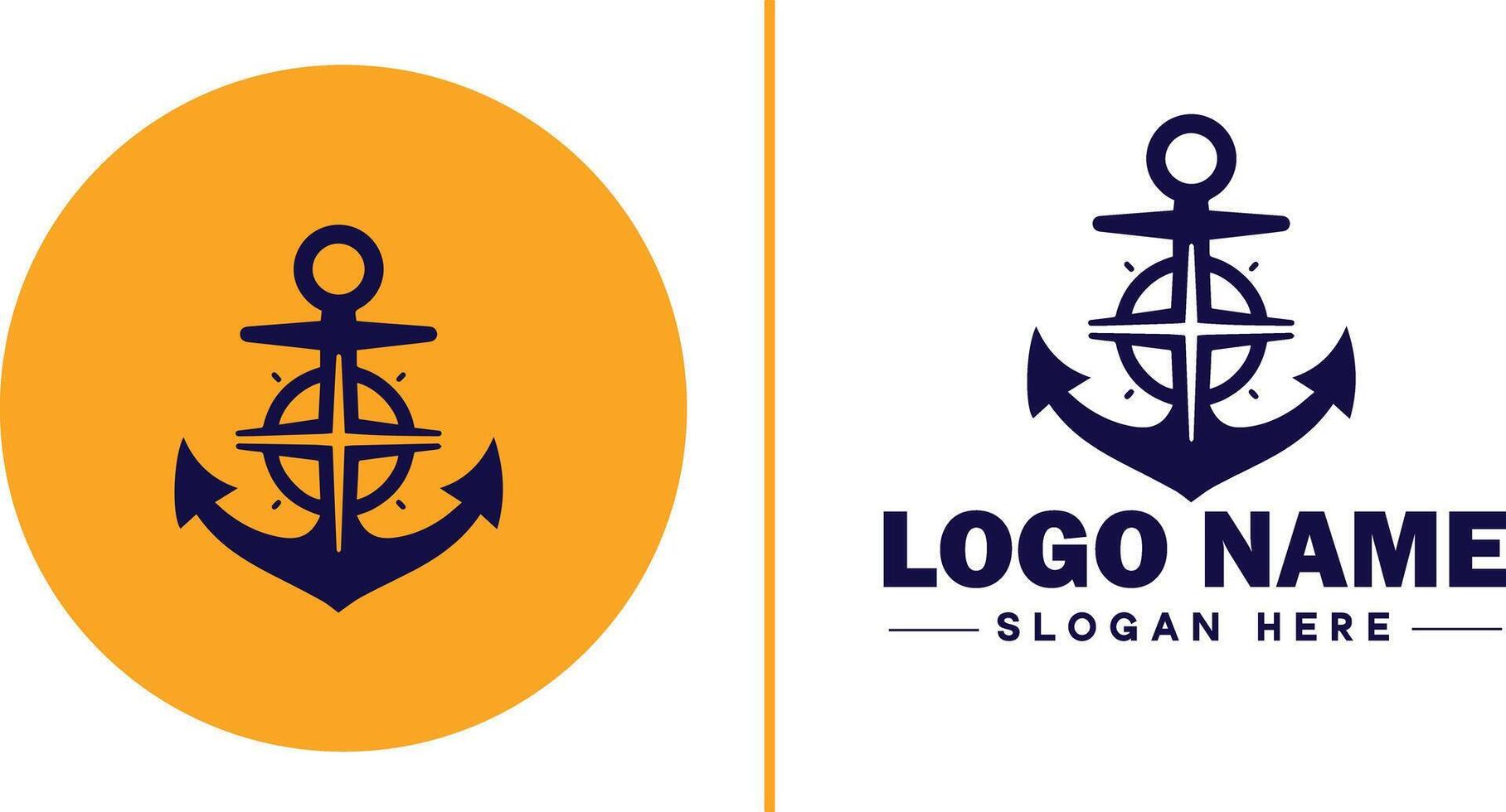 ancla logo icono vector para Embarcacion yate lujo marina ancla icono logo modelo