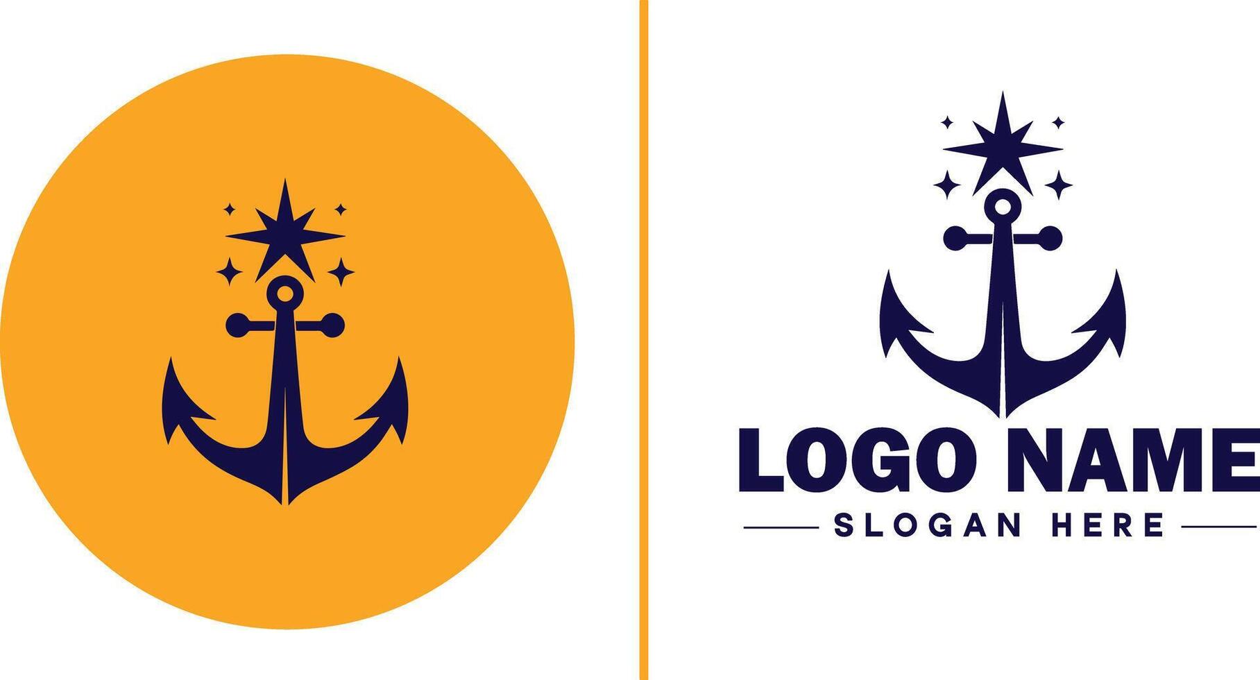 ancla logo icono vector para Embarcacion yate lujo marina ancla icono logo modelo