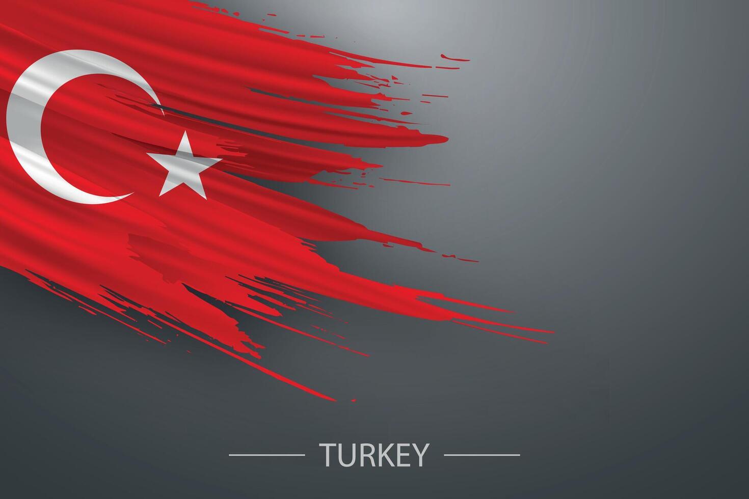 3d grunge brush stroke flag of Turkey vector