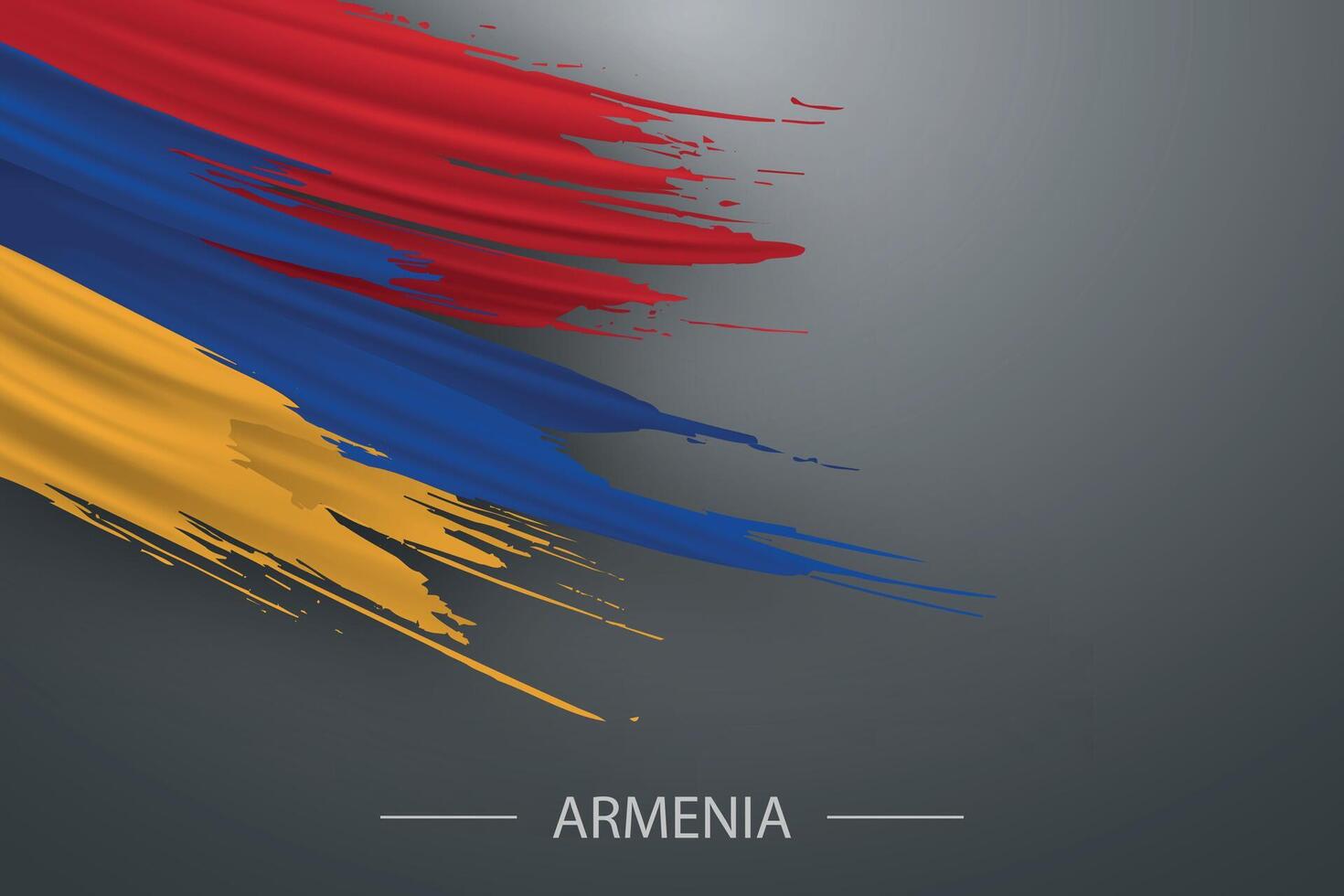 3d grunge brush stroke flag of Armenia vector