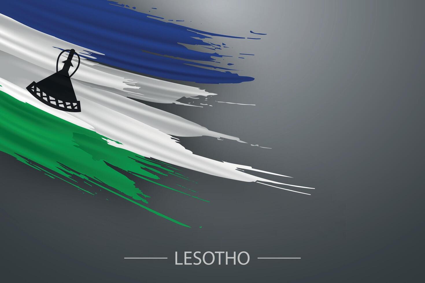 3d grunge brush stroke flag of Lesotho vector