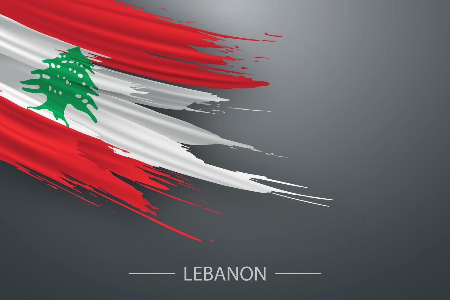 3d grunge brush stroke flag of Lebanon vector