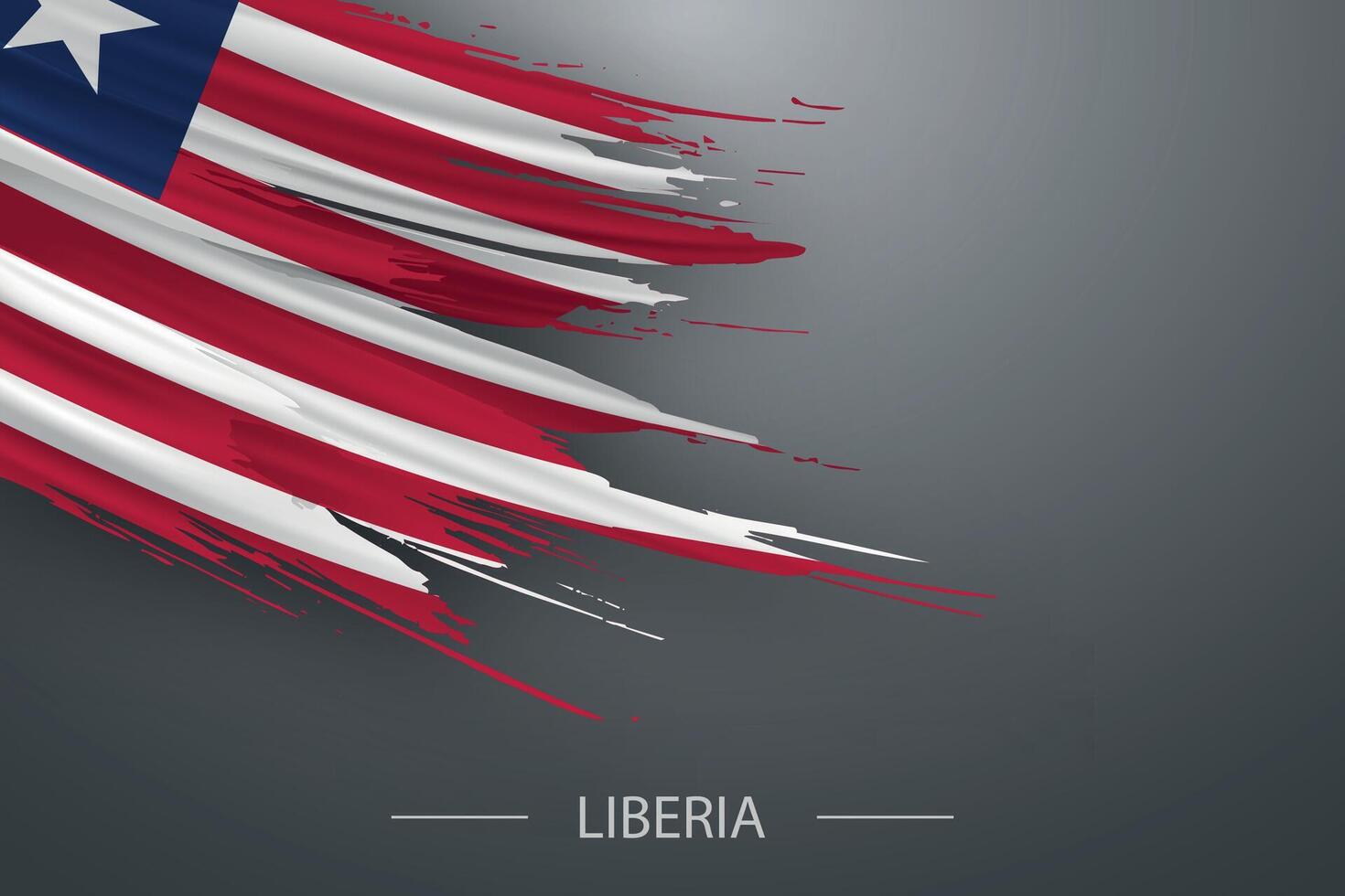 3d grunge brush stroke flag of Liberia vector