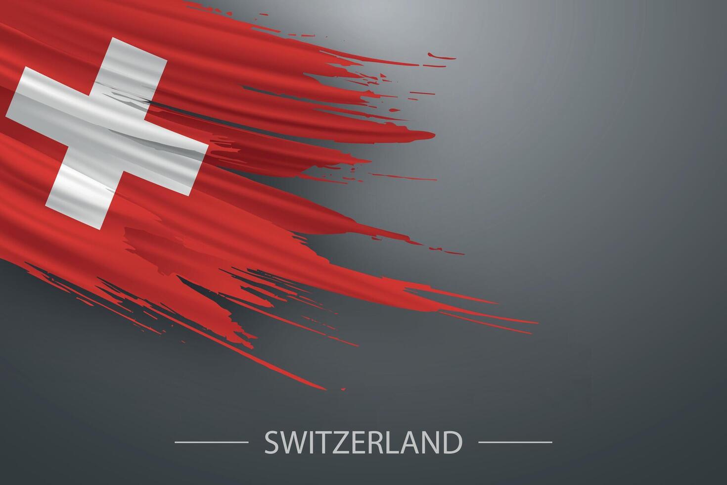 3d grunge brush stroke flag of Switzerland vector