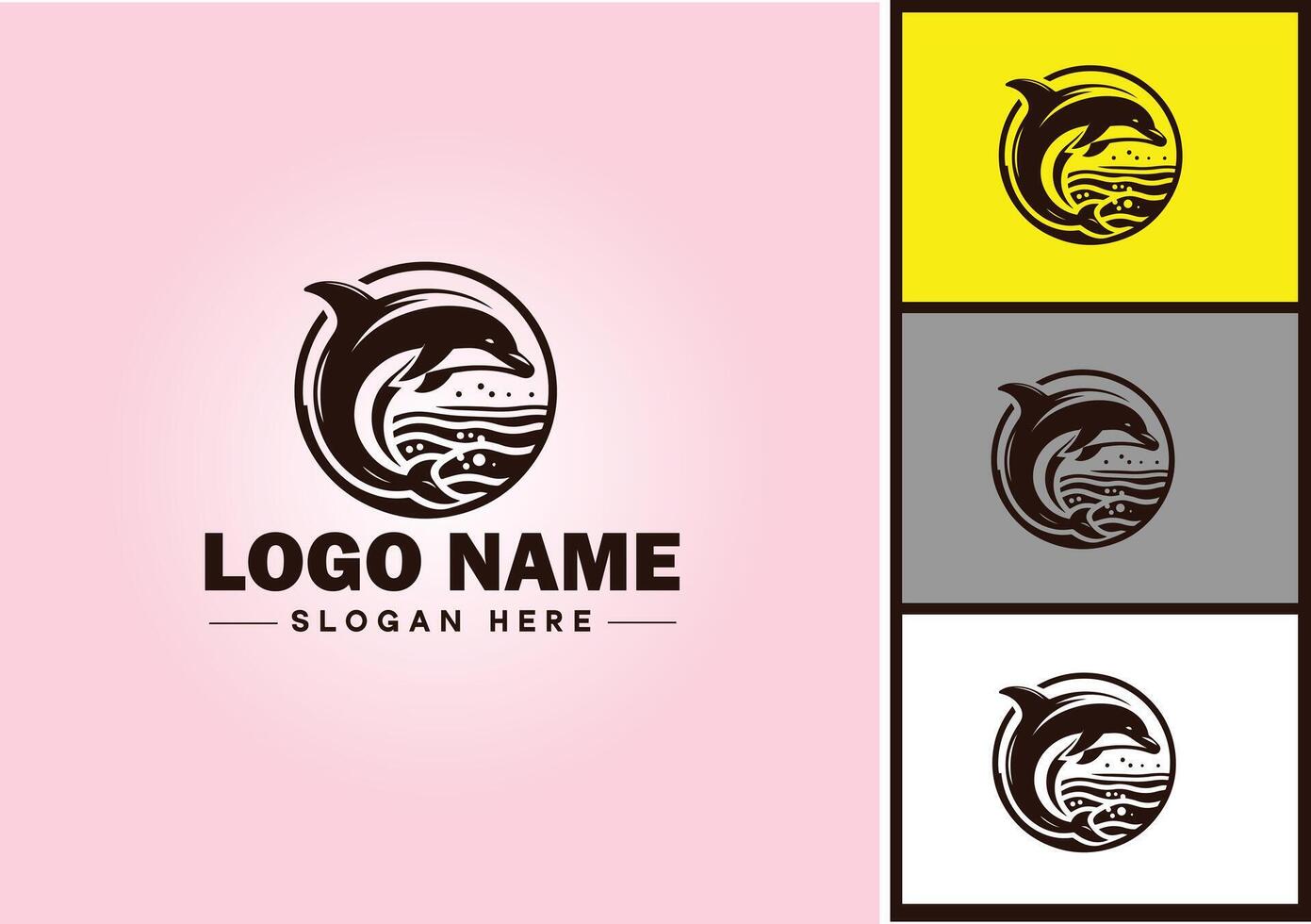 Whale icon logo vector art graphics for business brand icon Whale fish Ocean logo template