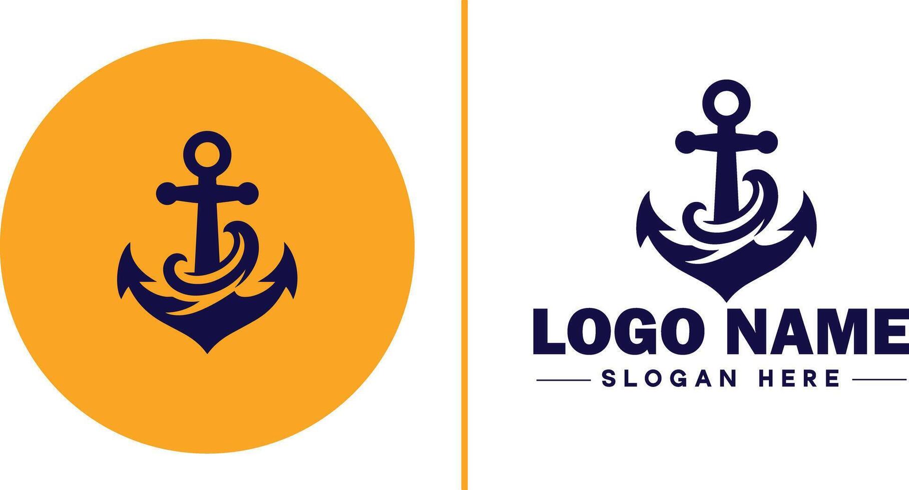 Anchor logo icon vector for Ship Yacht Luxury marine anchor icon logo template