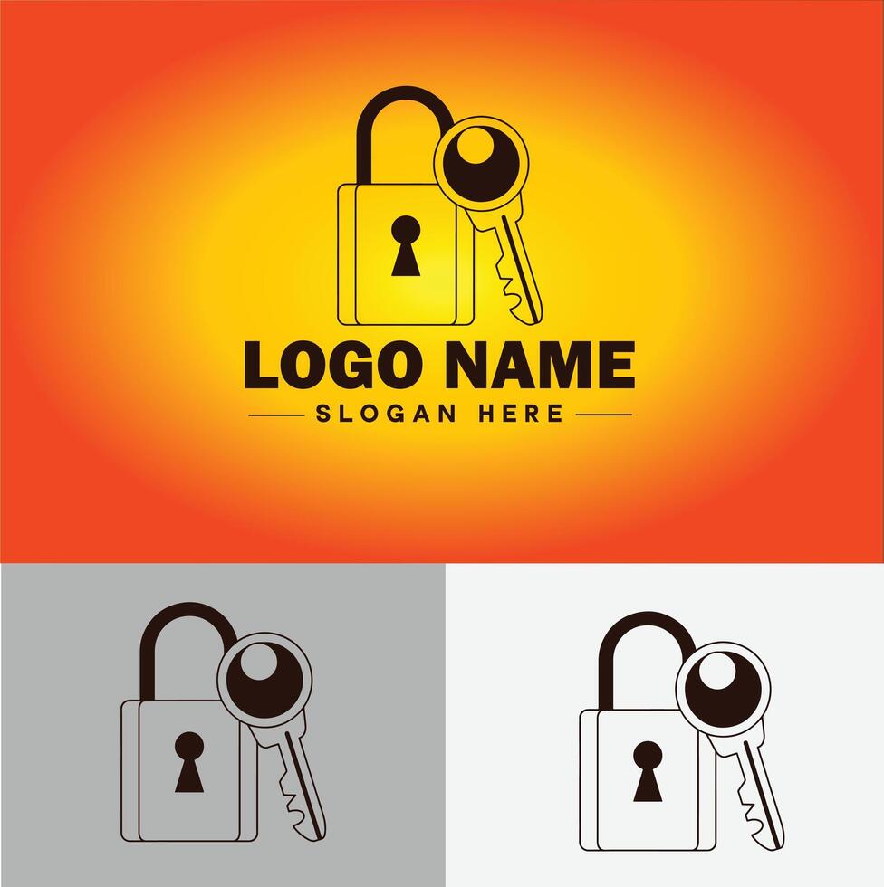 Lock icon logo safety security protection vector for business brand icon lock logo template