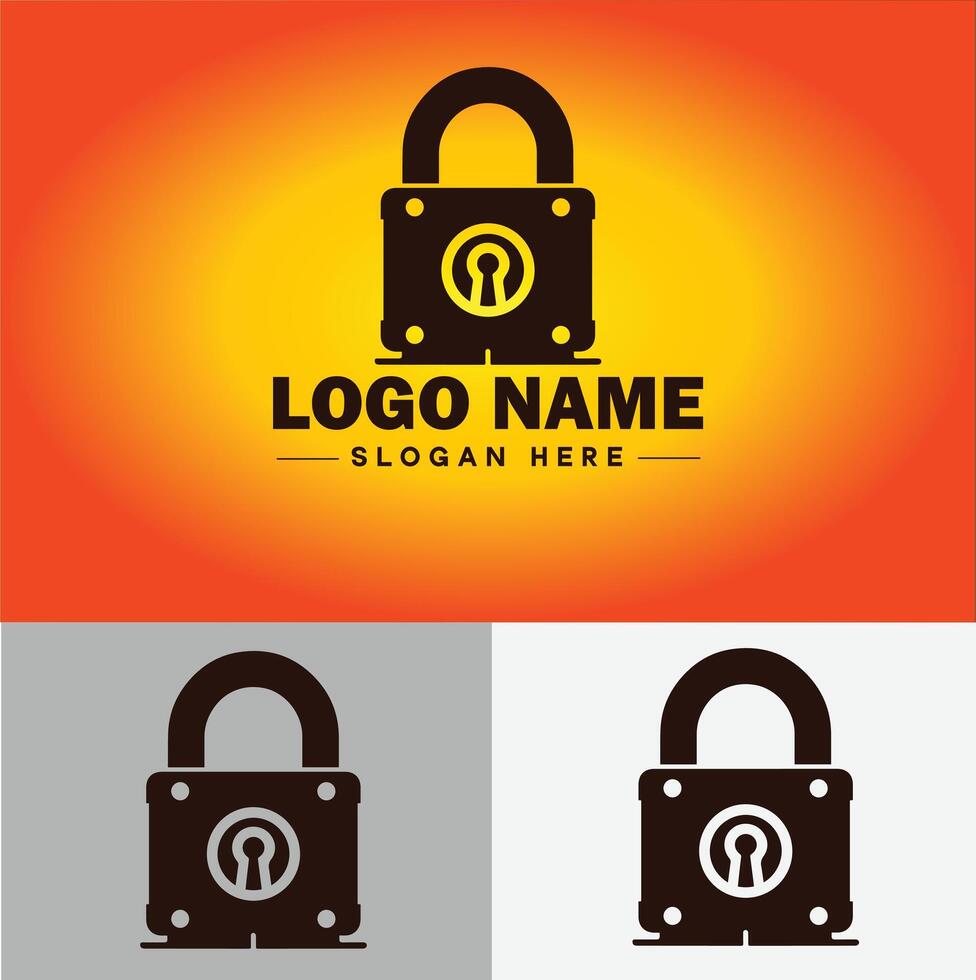 Lock icon logo safety security protection vector for business brand icon lock logo template