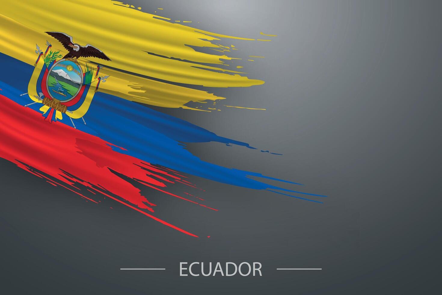 3d grunge cepillo carrera bandera de Ecuador vector