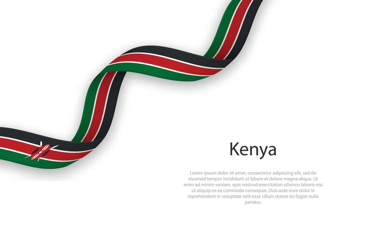 Waving ribbon with flag of Kenya vector