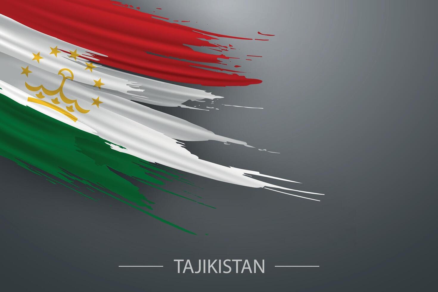 3d grunge brush stroke flag of Tajikistan vector