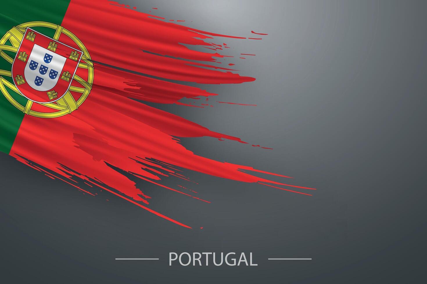 3d grunge cepillo carrera bandera de Portugal vector