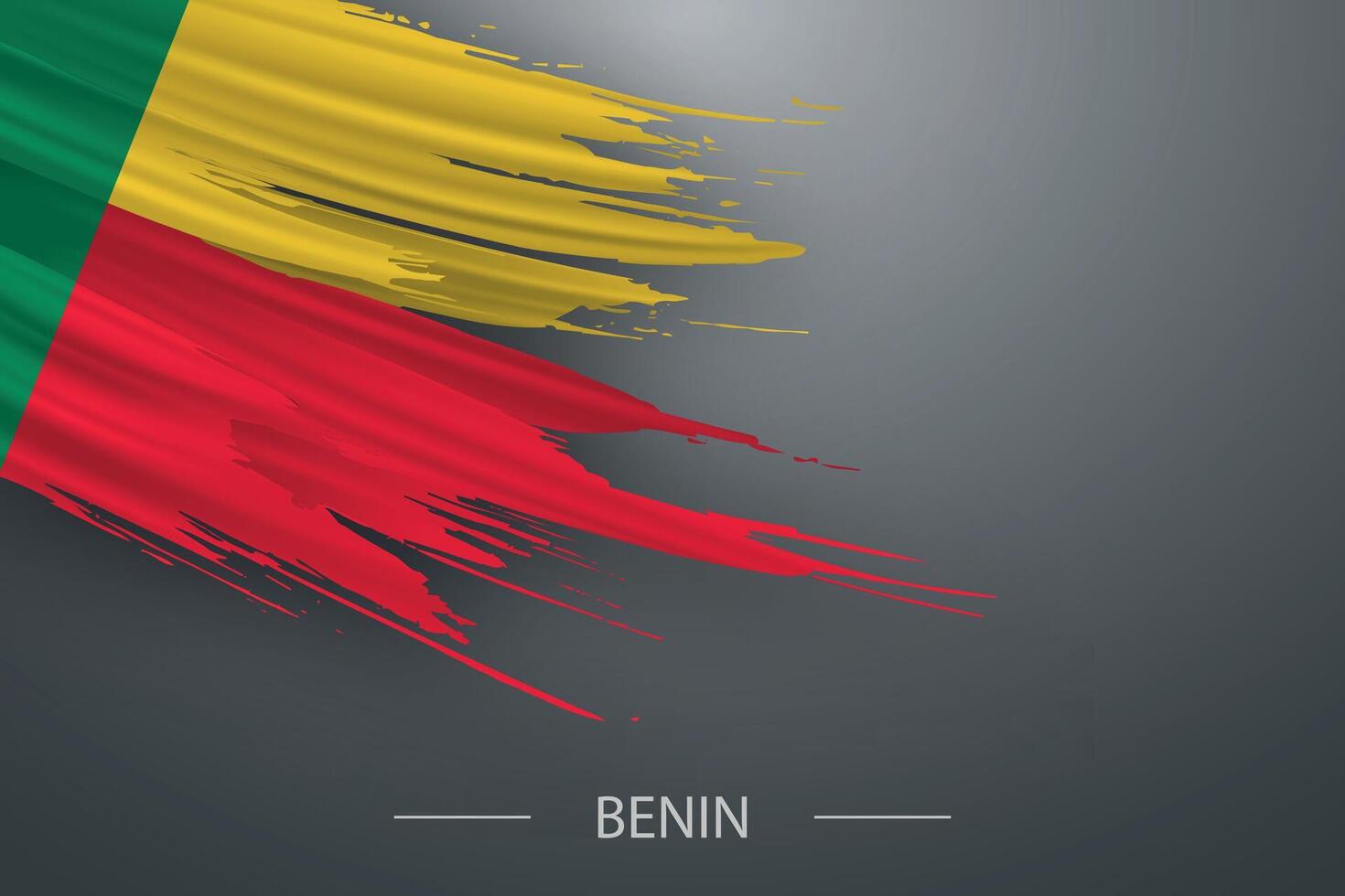 3d grunge brush stroke flag of Benin vector