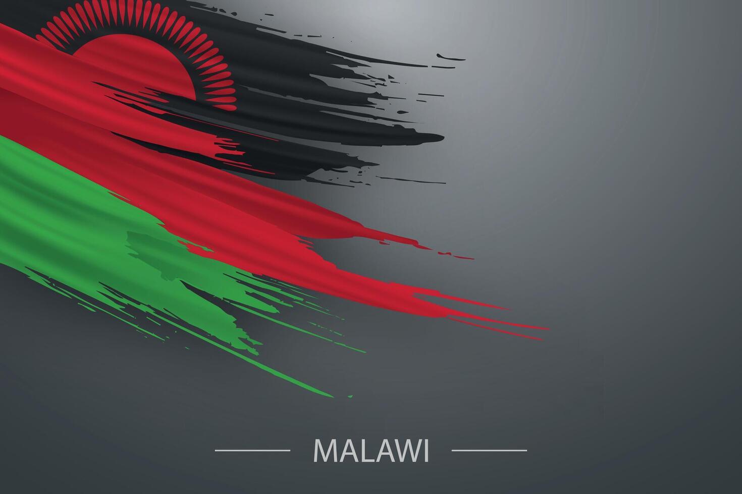 3d grunge brush stroke flag of Malawi vector