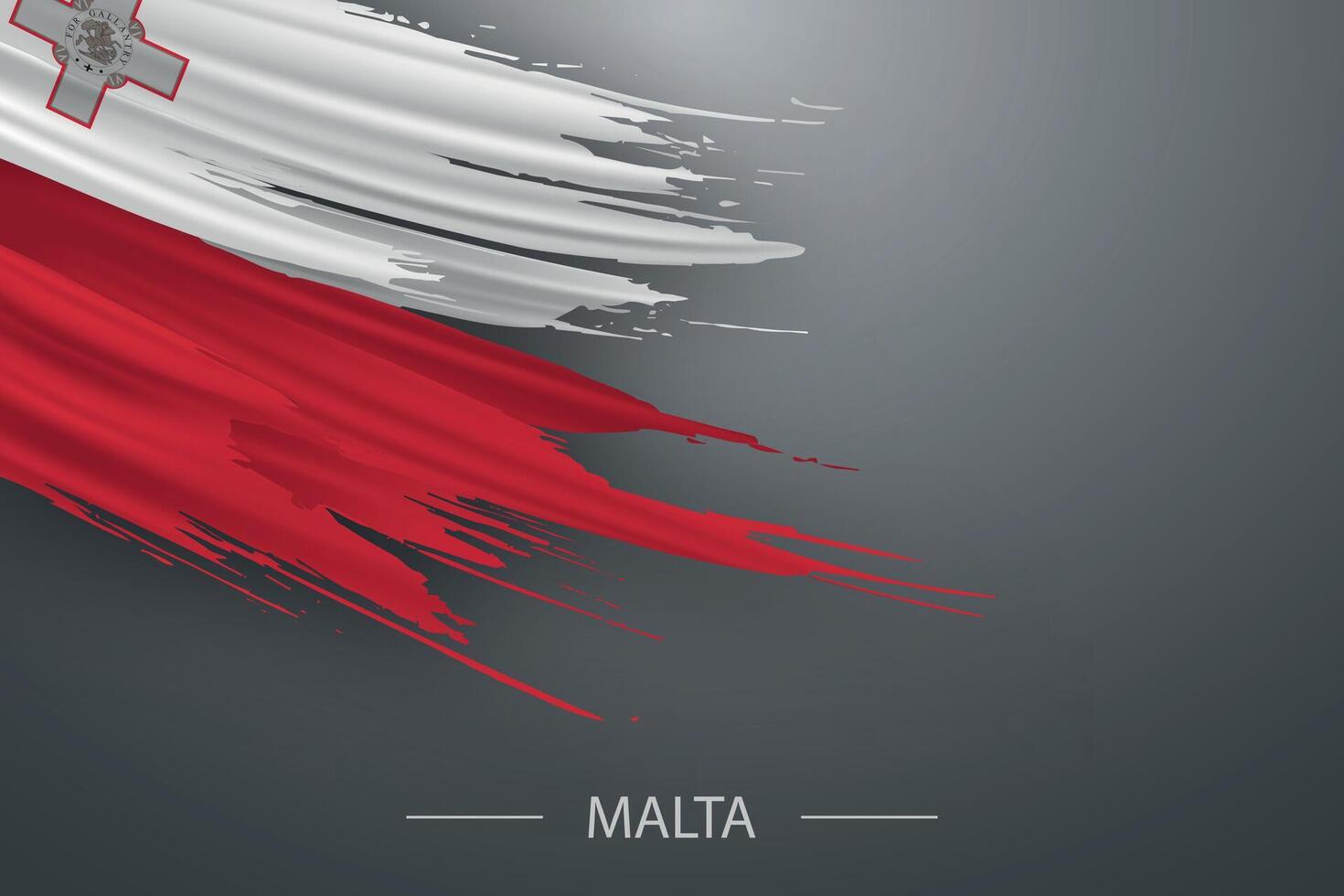 3d grunge cepillo carrera bandera de Malta vector