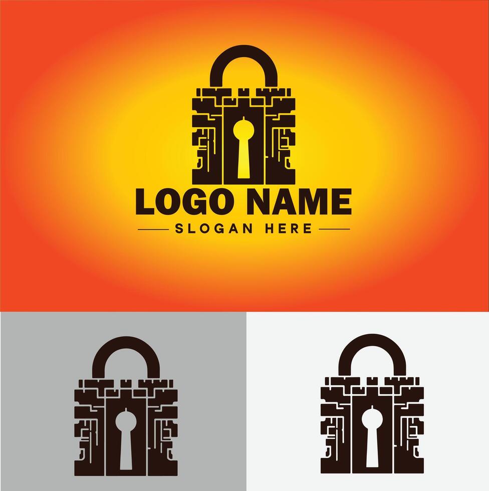 Lock icon logo safety security protection vector for business brand icon lock logo template