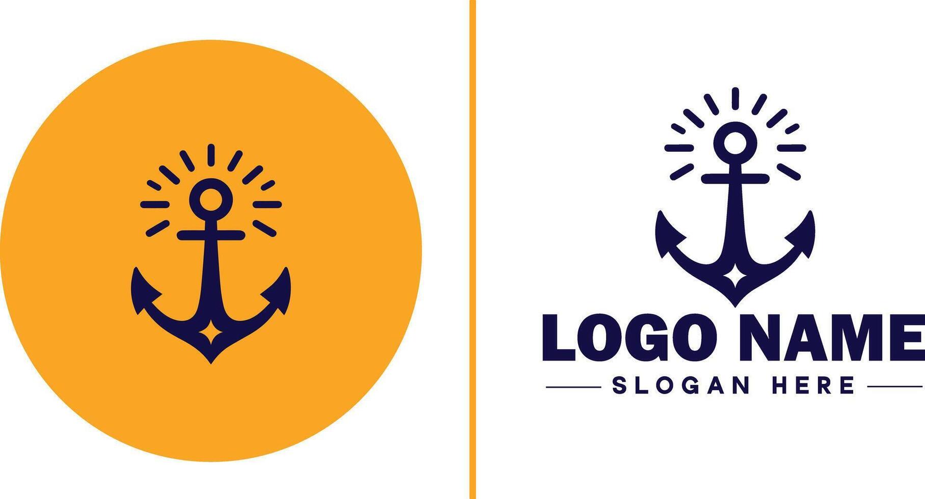 Anchor logo icon vector for Ship Yacht Luxury marine anchor icon logo template