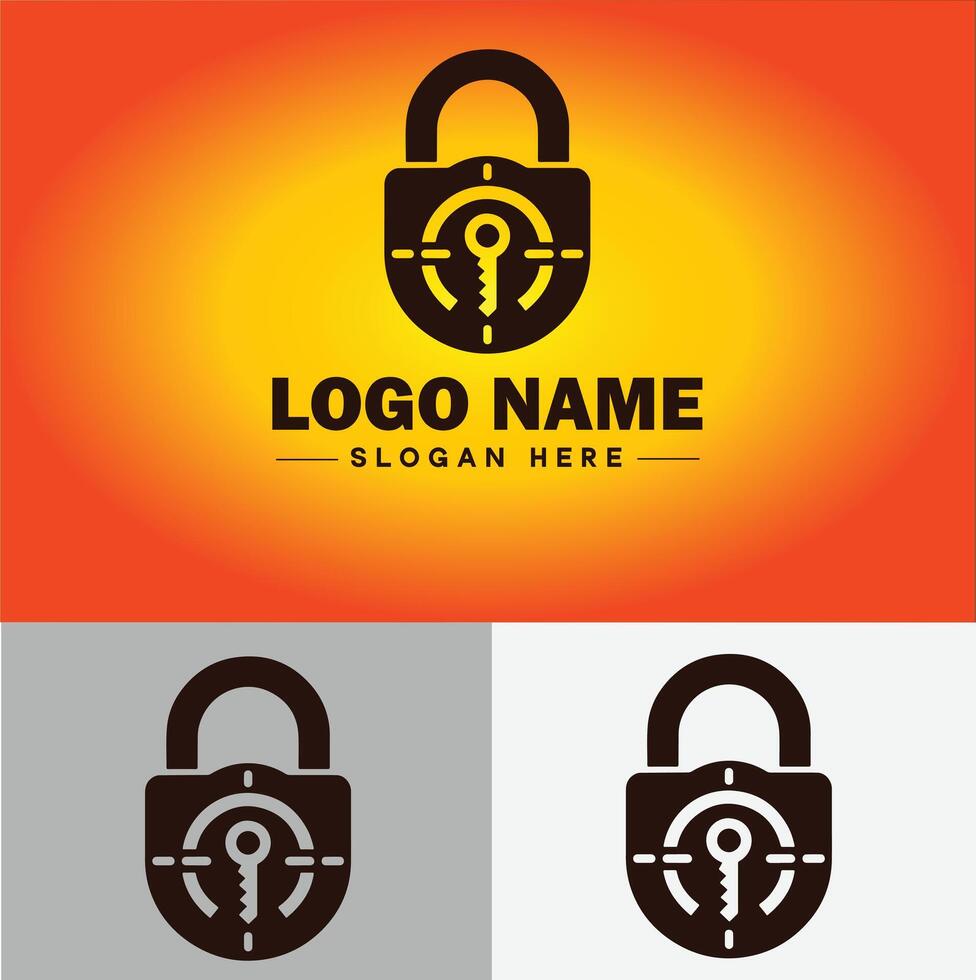 Lock icon logo safety security protection vector for business brand icon lock logo template