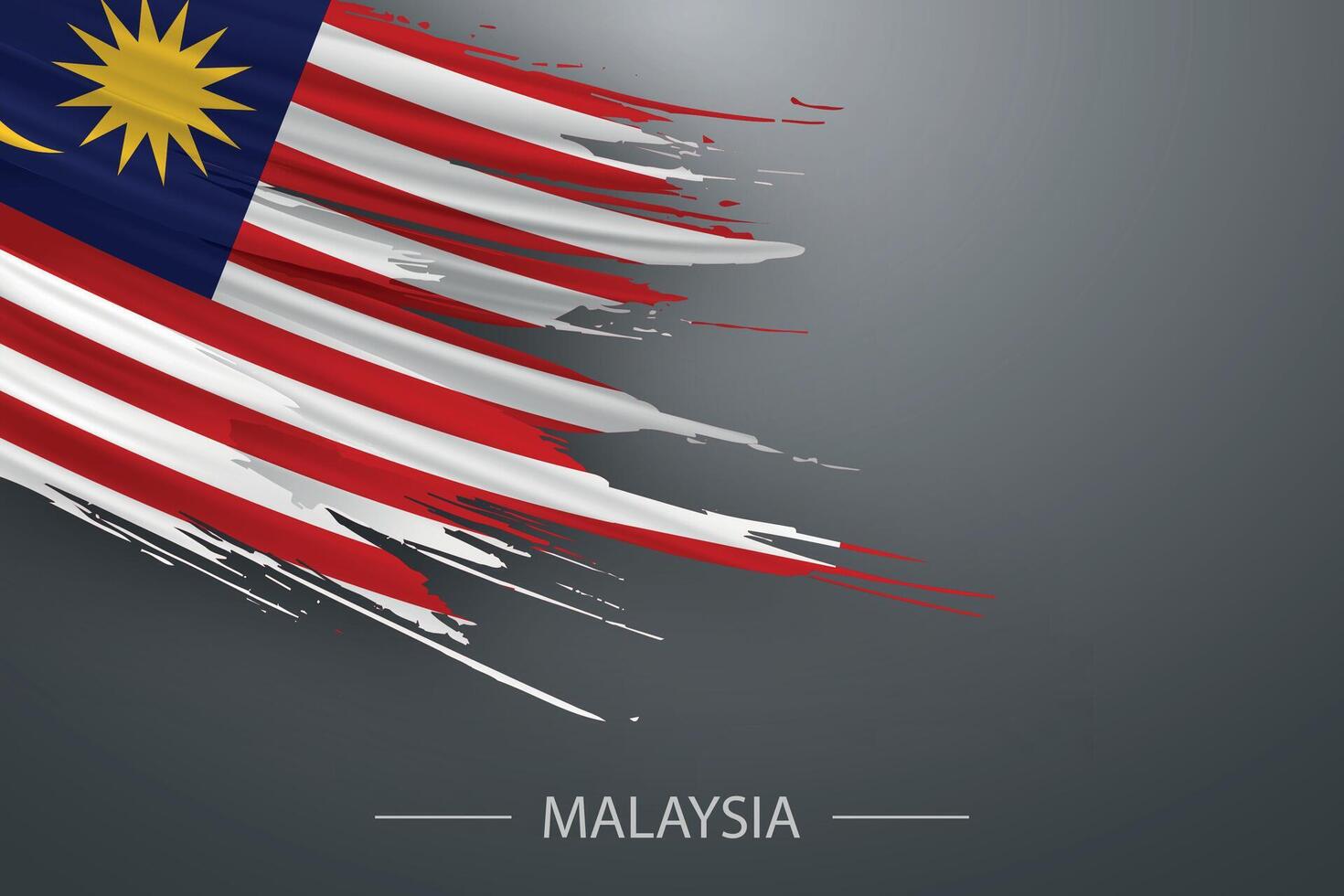 3d grunge brush stroke flag of Malaysia vector