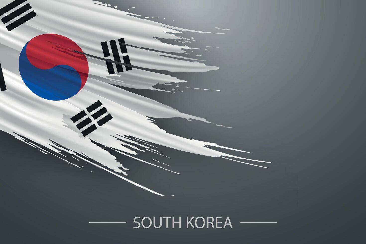 3d grunge cepillo carrera bandera de sur Corea vector