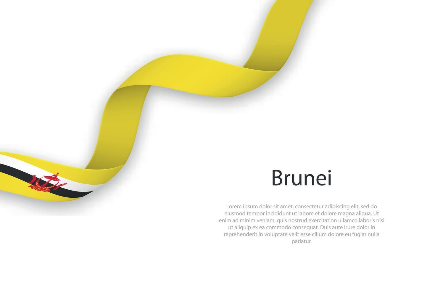 Waving ribbon with flag of Brunei vector