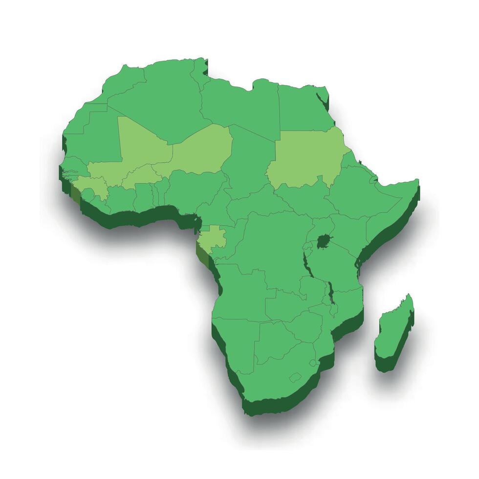 africano Unión ubicación dentro África 3d mapa vector