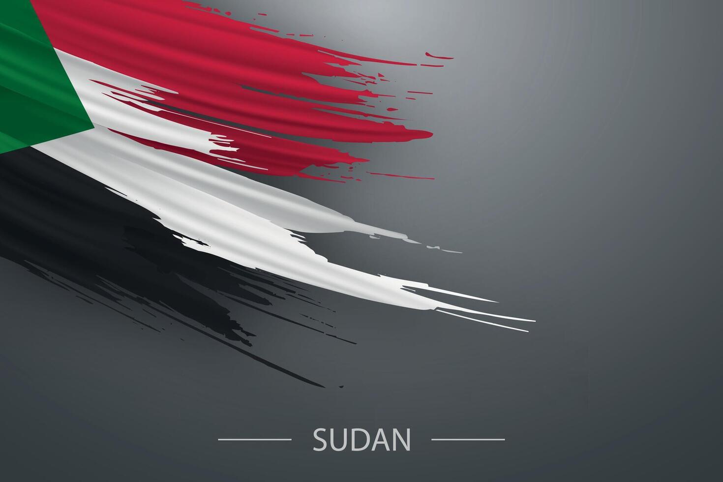 3d grunge brush stroke flag of Sudan vector