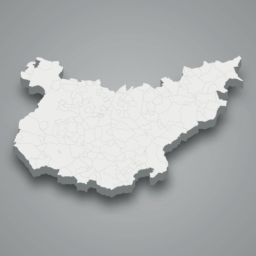 3d isometric map of Badajoz is a province of Spain vector