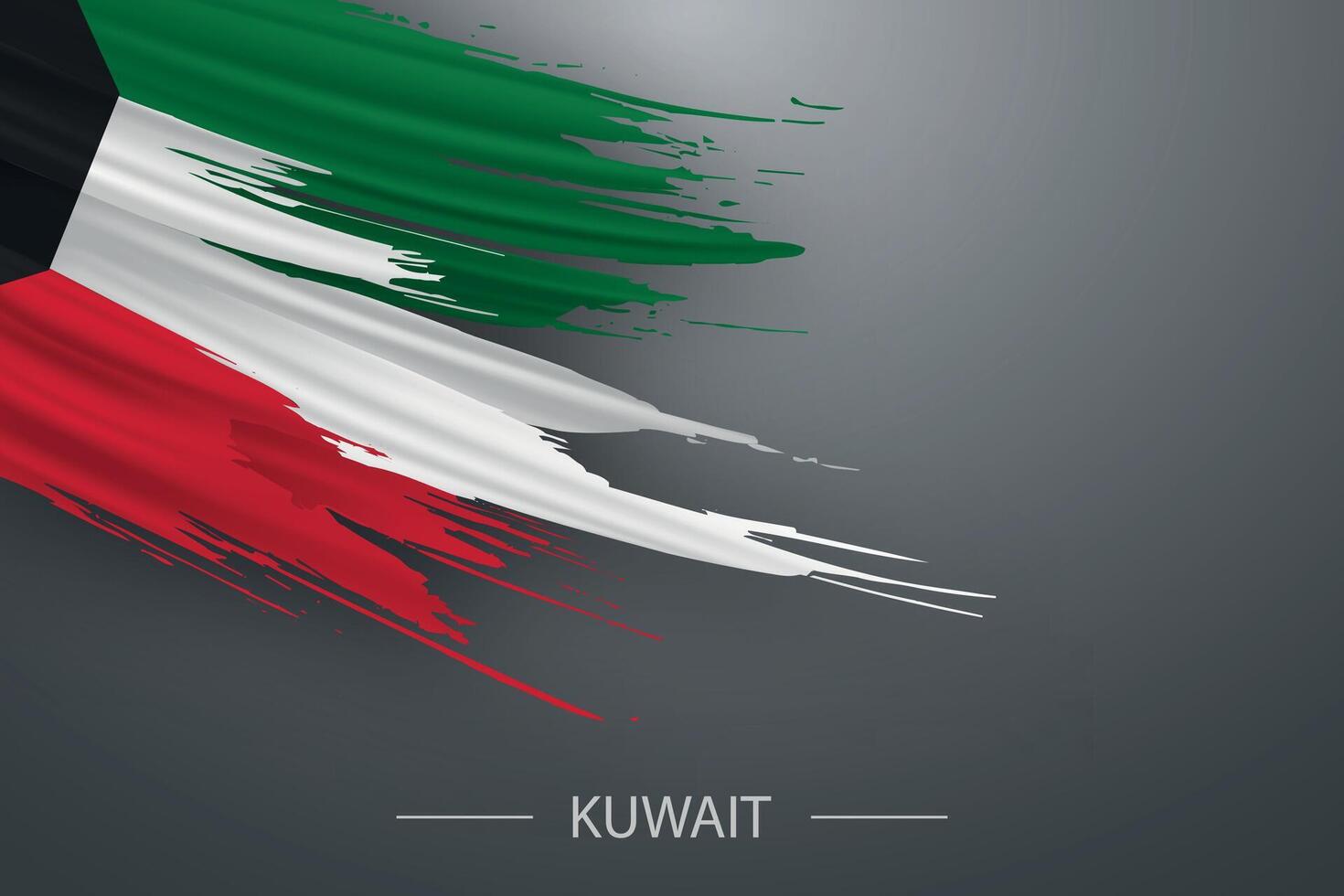 3d grunge brush stroke flag of Kuwait vector