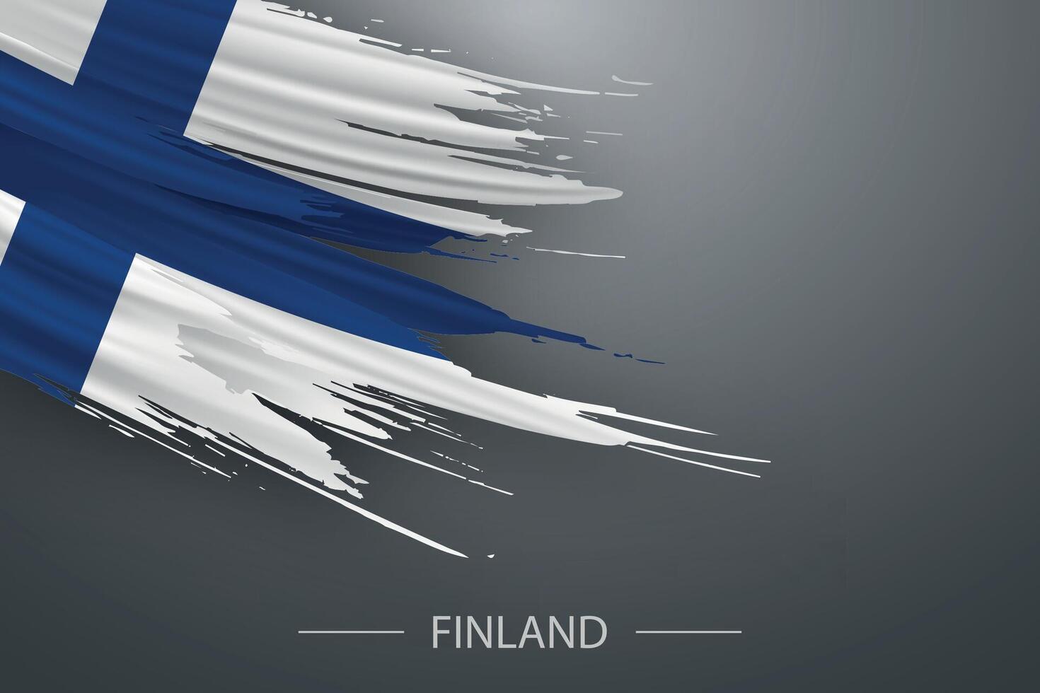 3d grunge brush stroke flag of Finland vector