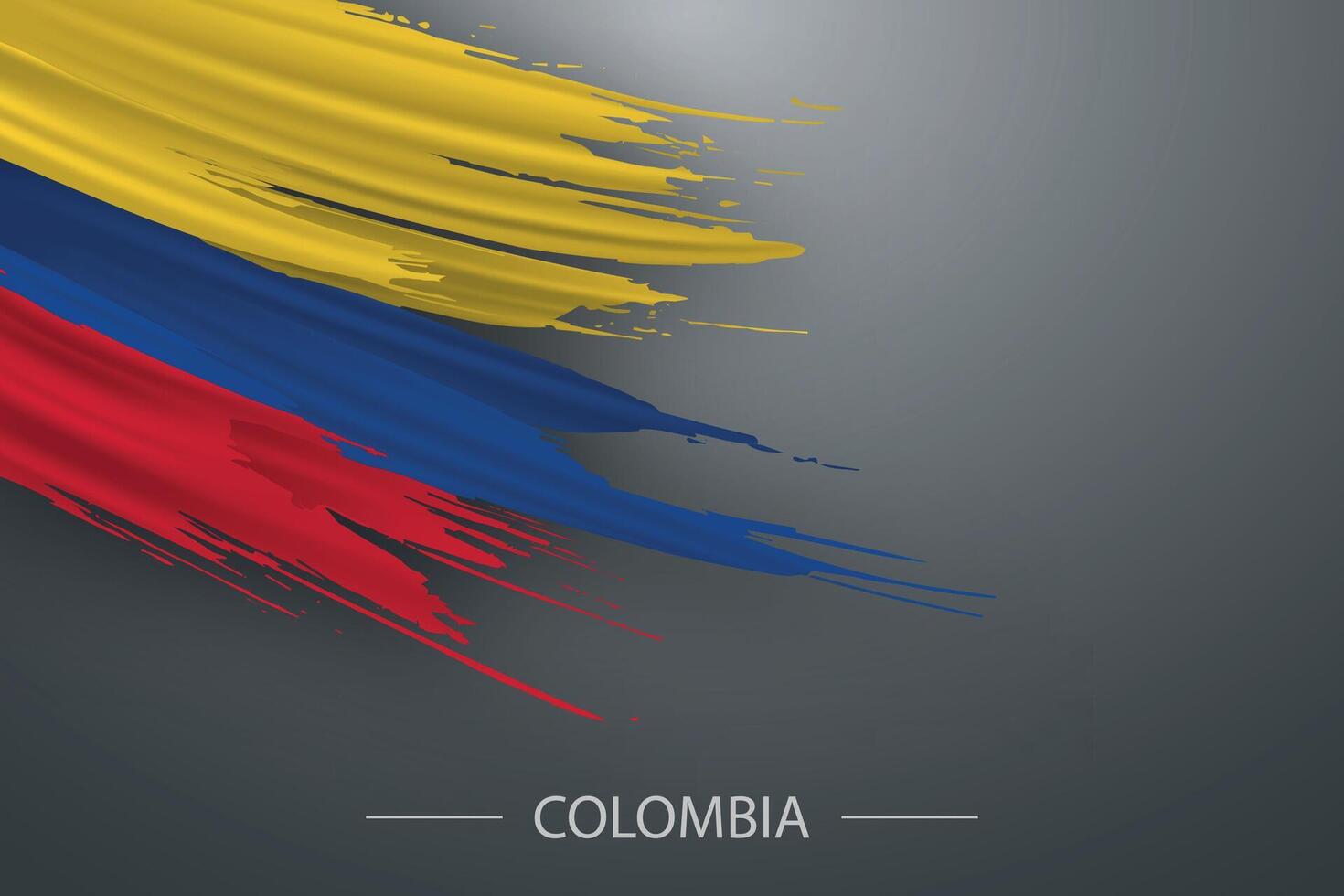 3d grunge brush stroke flag of Colombia vector