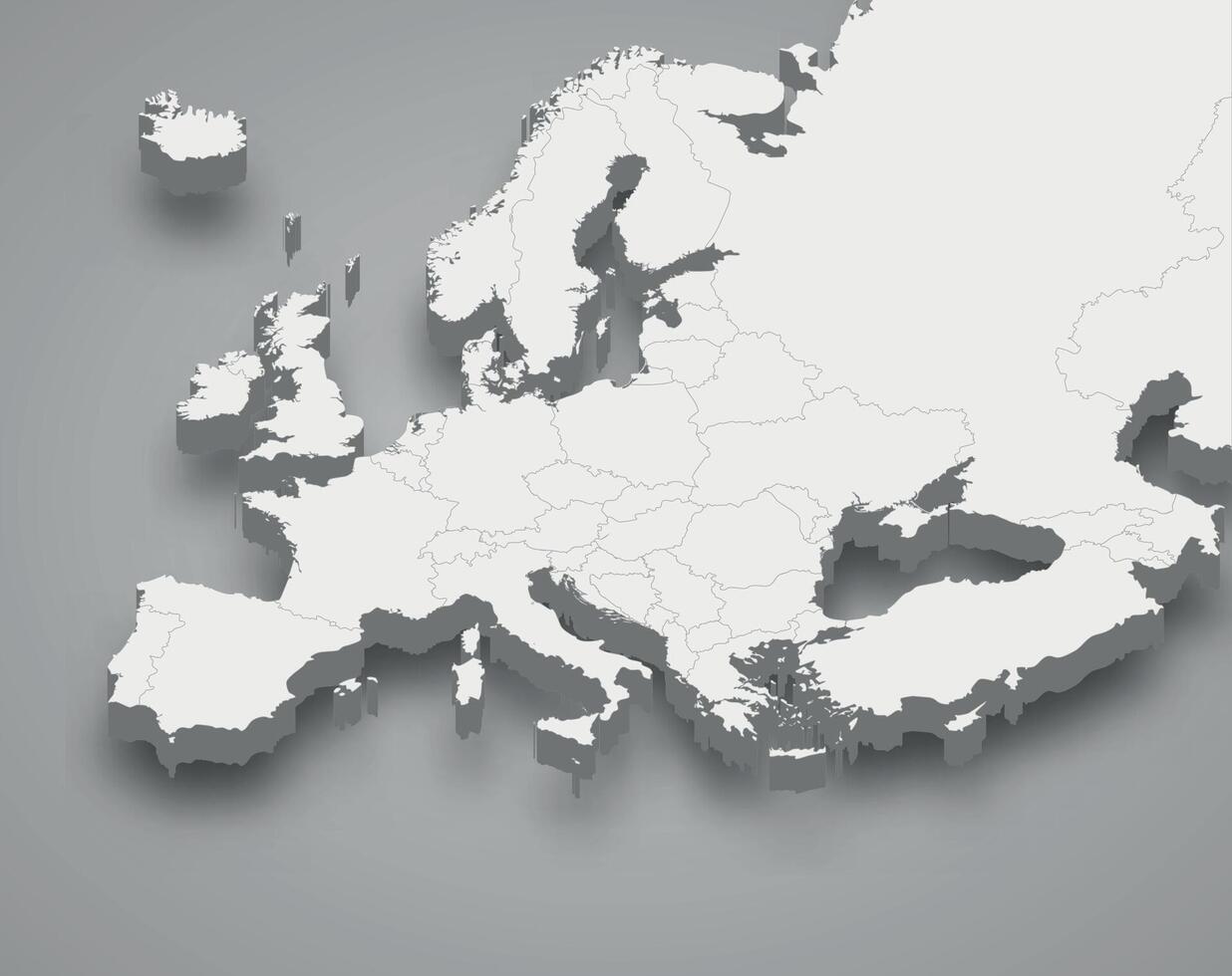 Europe 3d map with borders states vector