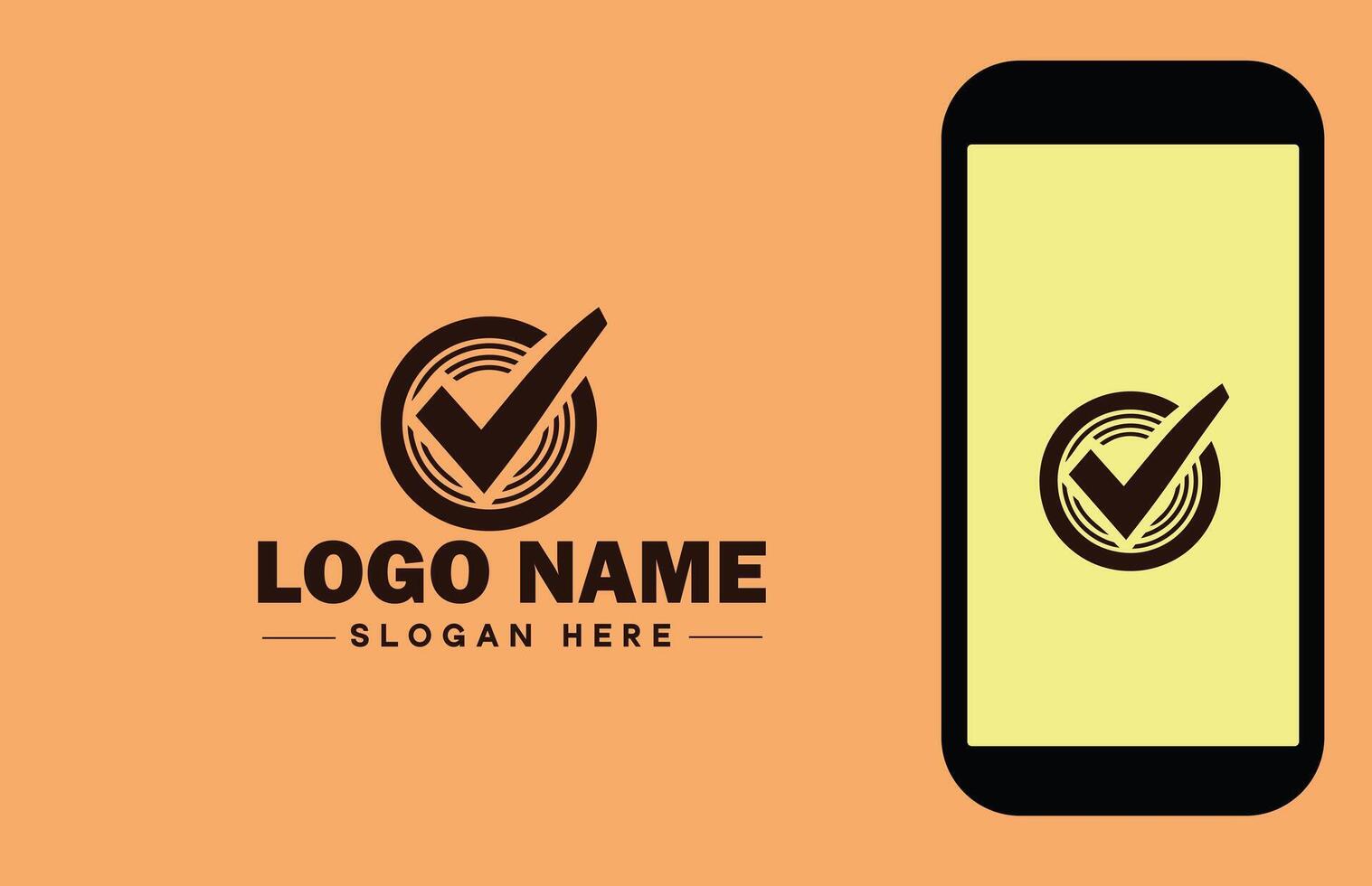 Checkmark logo icon vector art graphics for business brand app icon check mark right symbol tick ok correct logo template