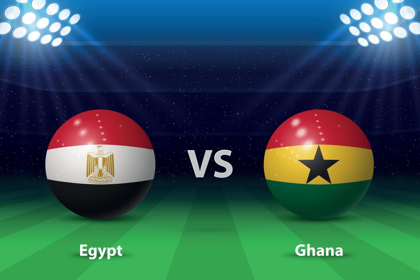 Egipto vs Ghana fútbol americano marcador transmitir gráfico vector