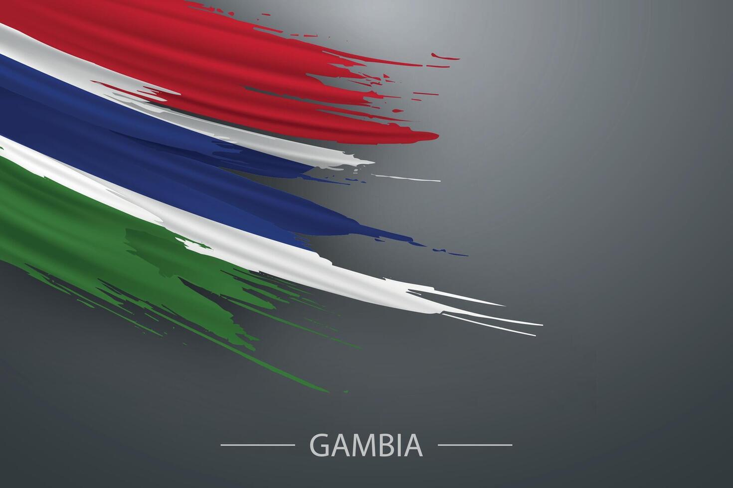 3d grunge brush stroke flag of Gambia vector