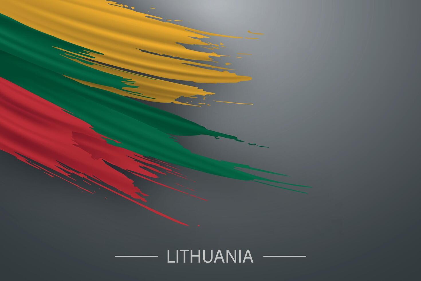 3d grunge brush stroke flag of Lithuania vector