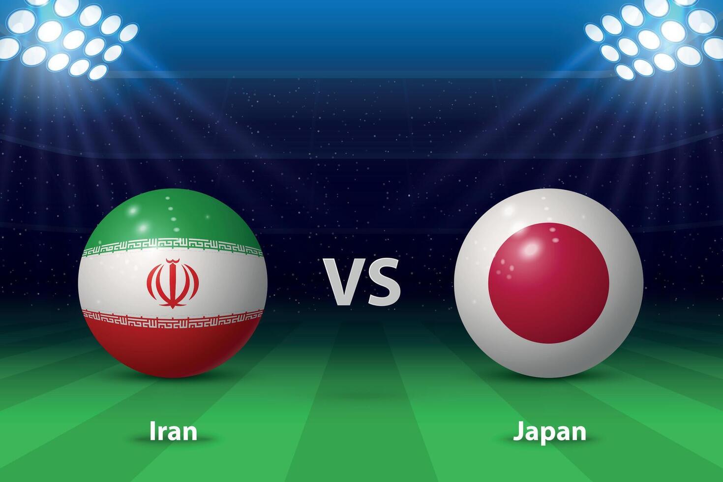 corrí vs Japón. knockear etapa Asia 2023, fútbol marcador vector