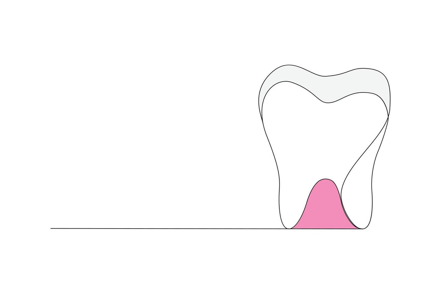 Continuous one-line tooth drawing style and single-line art outline illustration vector