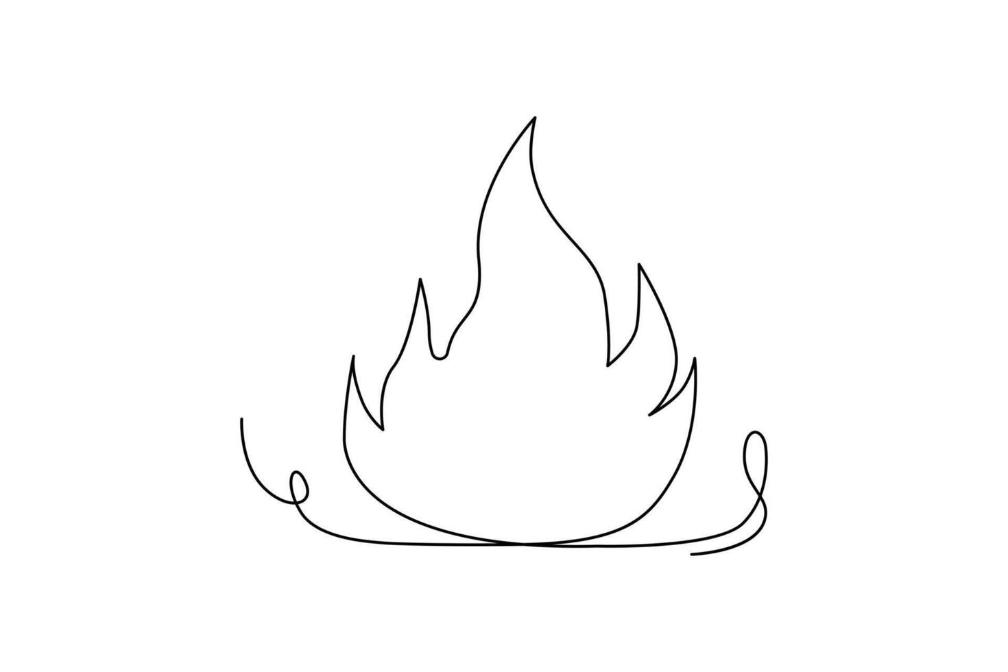 Continuous single-line bonfire drawing and outline fire concept art illustration vector