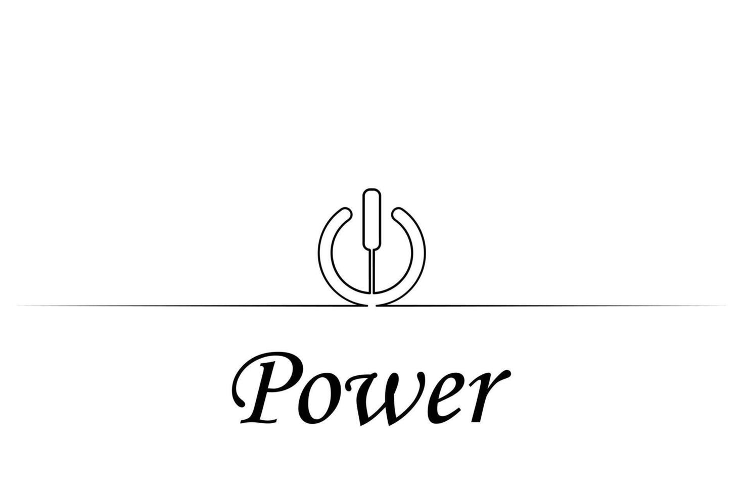 Continuous one-line power button drawing and single-line concept outline illustration art vector