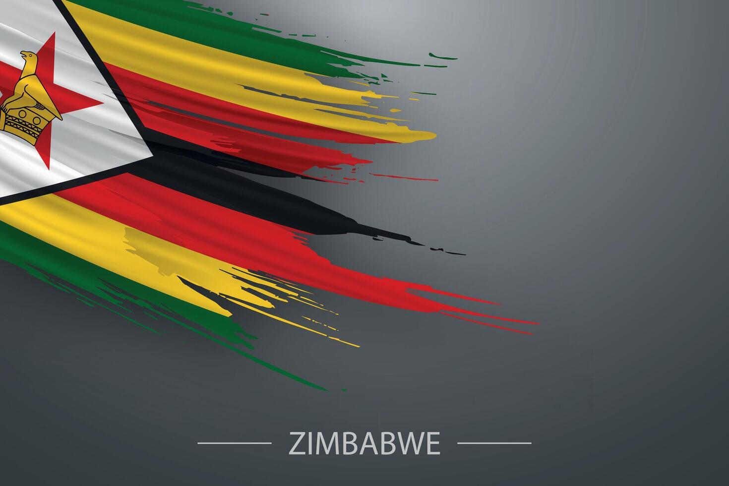 3d grunge brush stroke flag of Zimbabwe vector