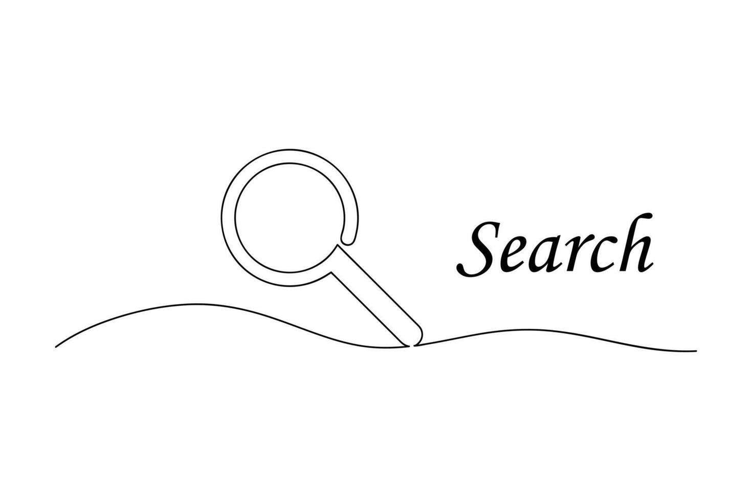 Continuous one magnifying glass drawing and single line search concept outline investigation illustration art vector