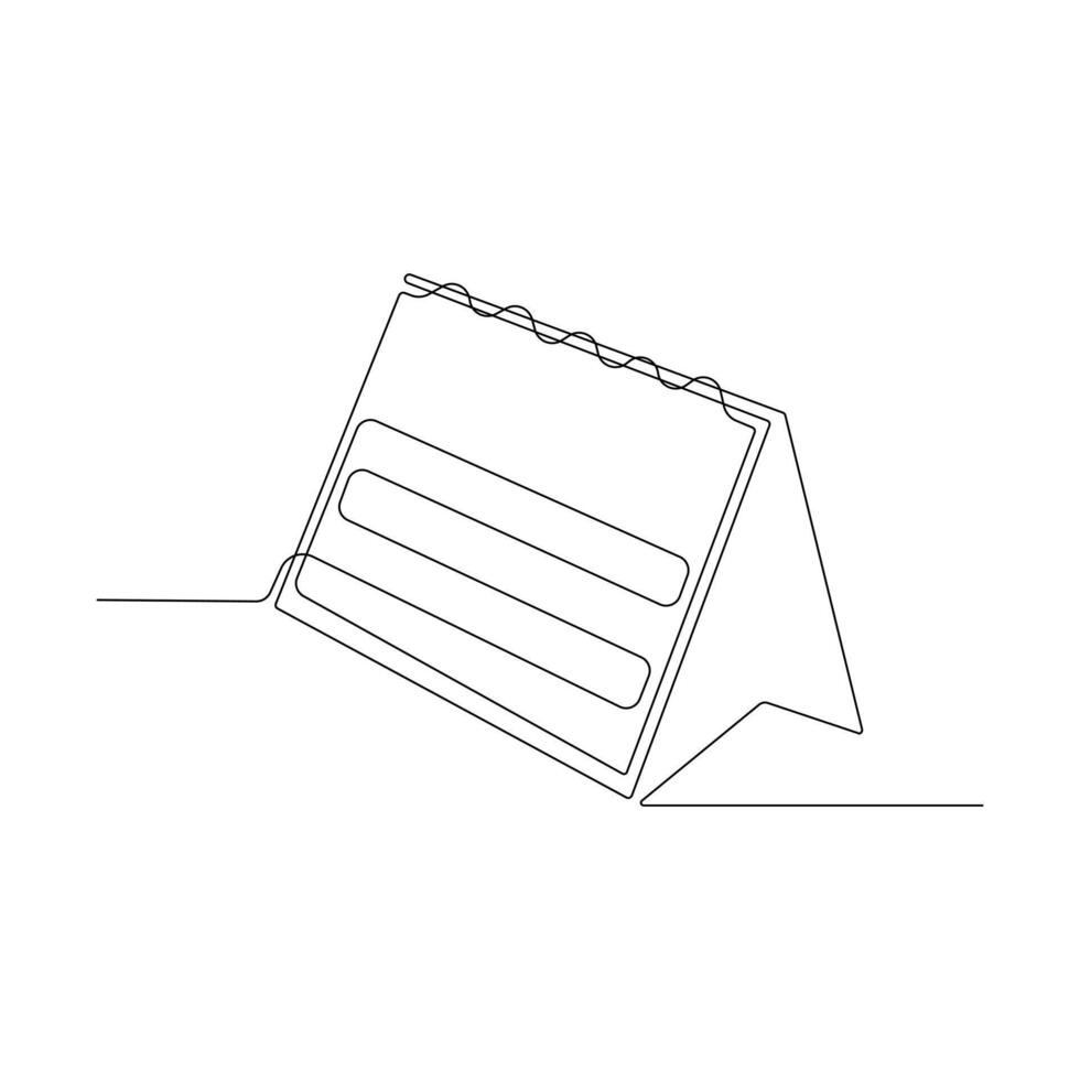 One line table calendar continuous vector  art drawing and single outline illustration