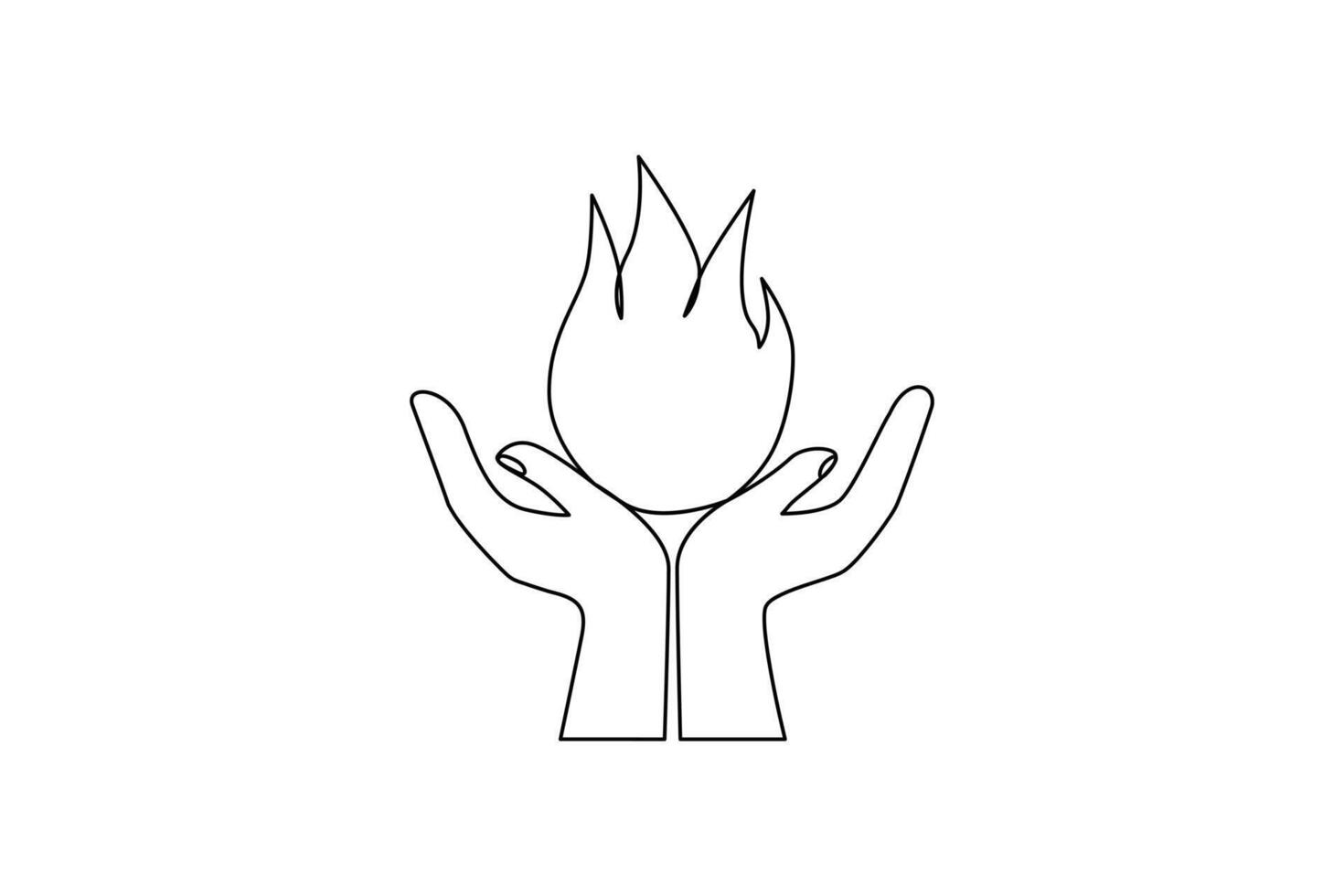 Continuous single-line bonfire drawing and outline fire concept art illustration vector