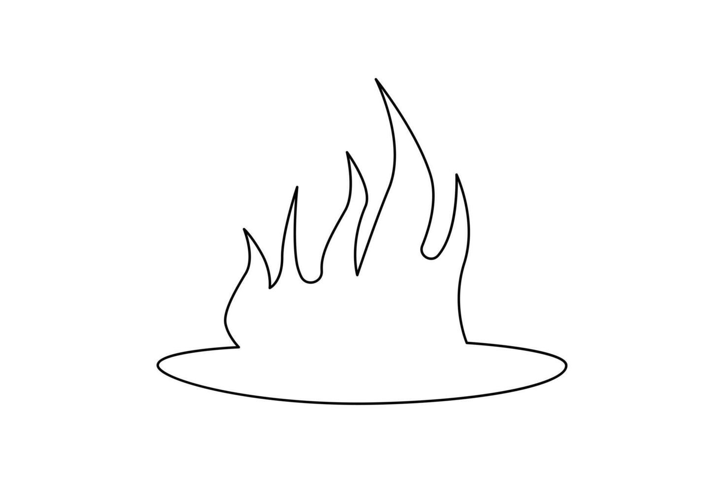 Continuous single-line bonfire drawing and outline fire concept art illustration vector