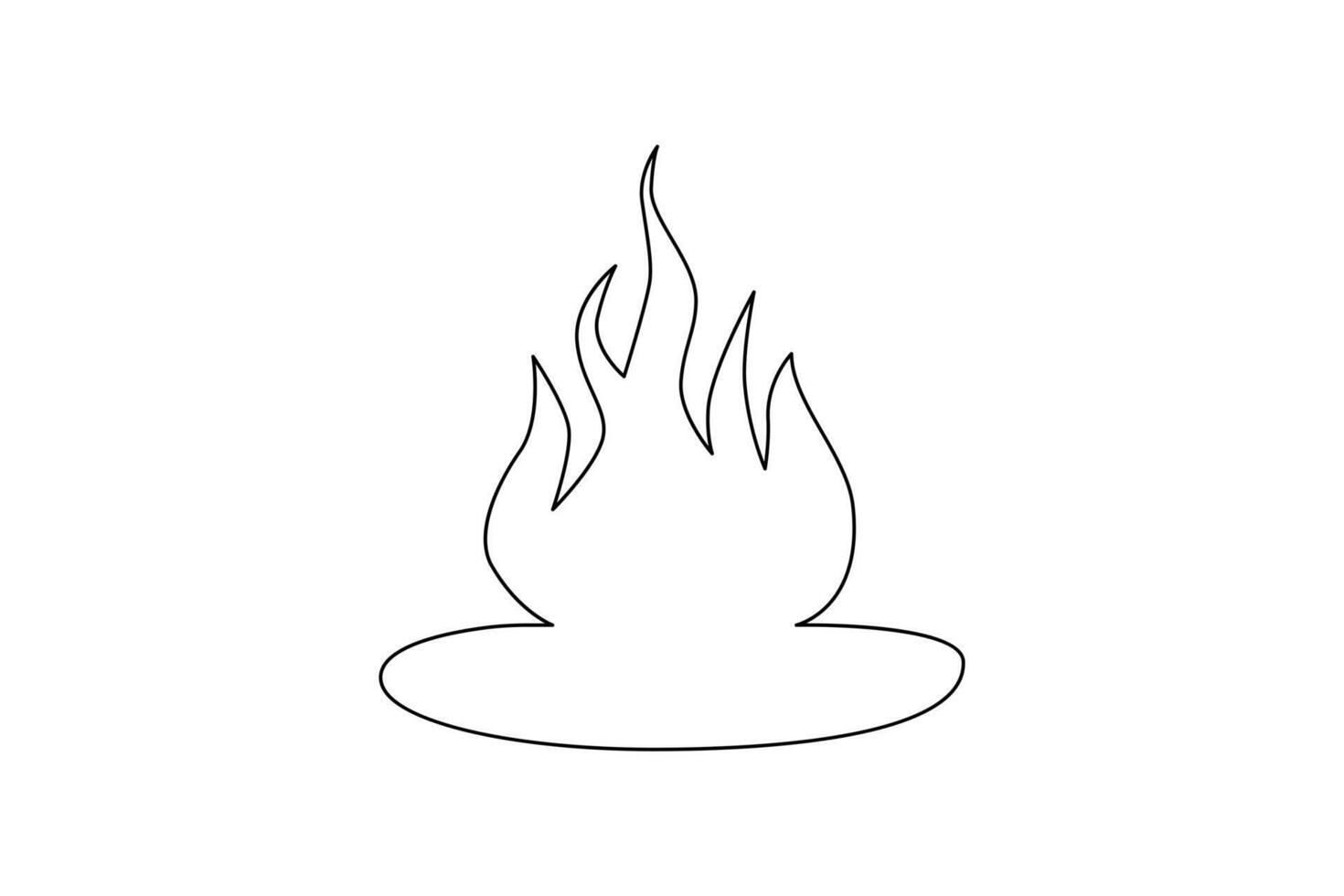 Continuous single-line bonfire drawing and outline fire concept art illustration vector