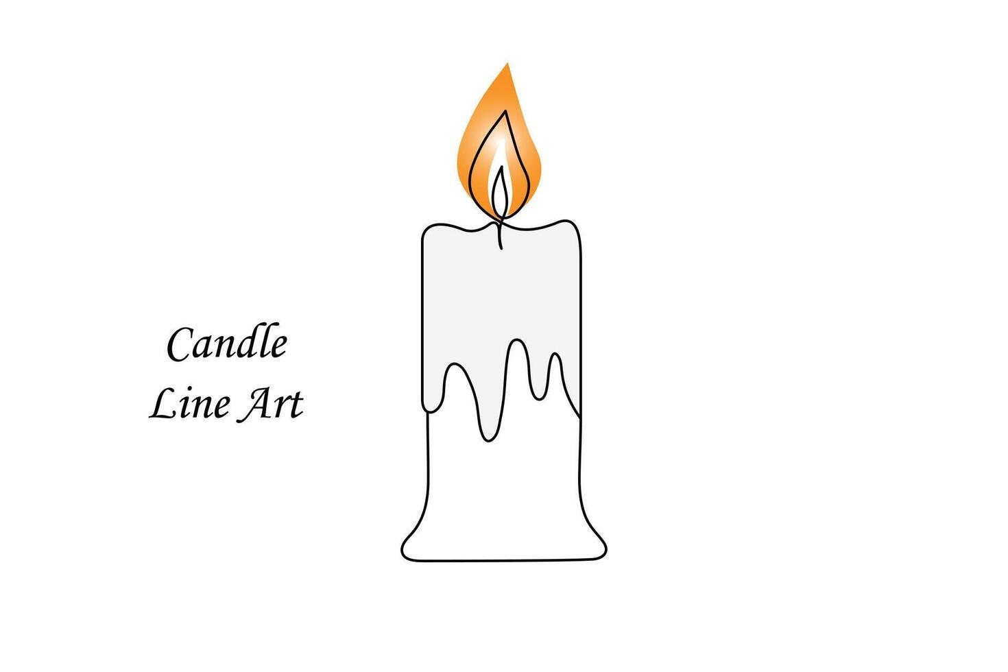 Continuous one-line candle art drawing and outline single-line vector art illustration