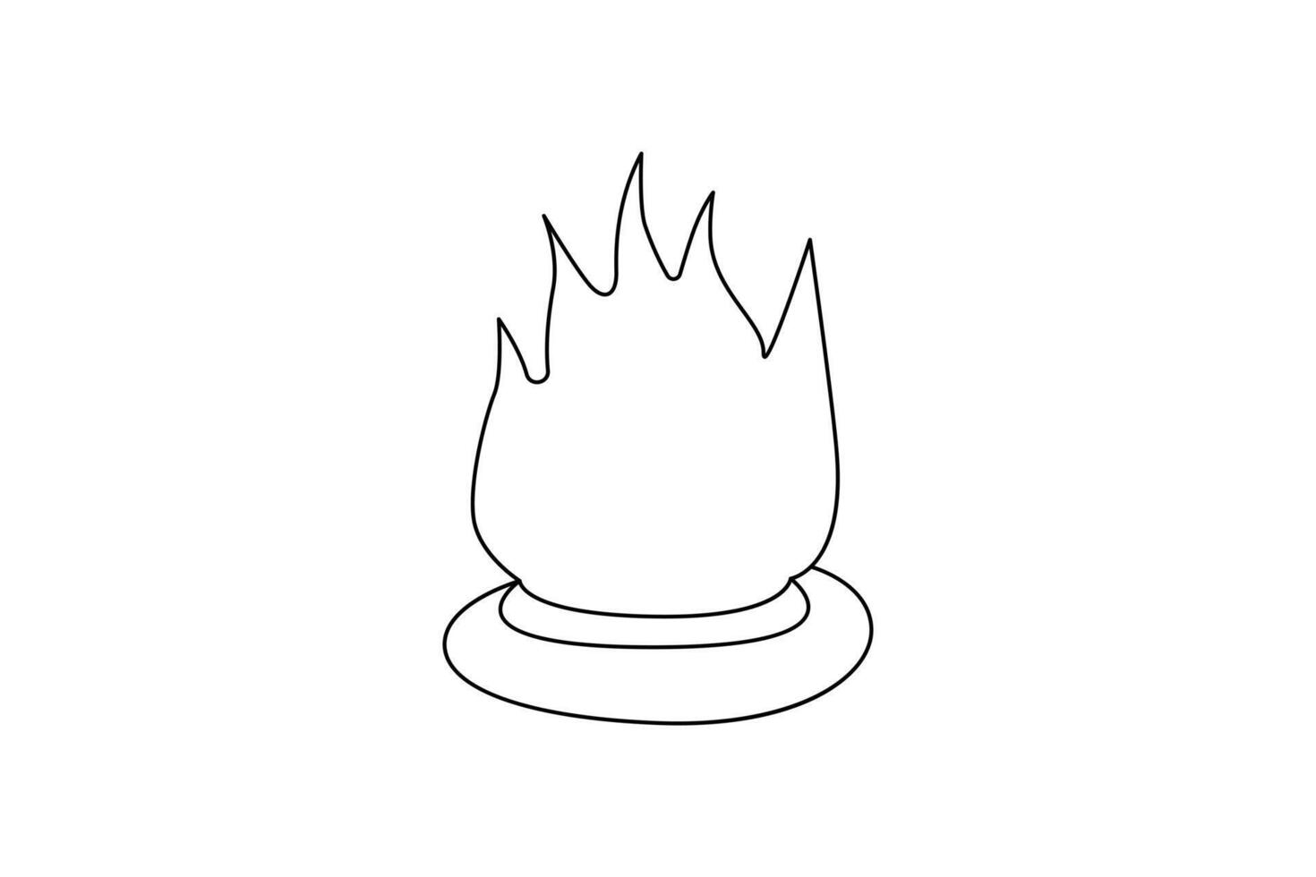 Continuous single-line bonfire drawing and outline fire concept art illustration vector